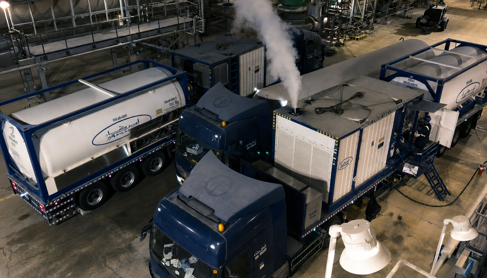 Abrican pumping and bulk equipment operating at an industrial facility